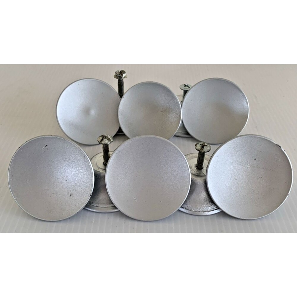 Vintage Mid Century Modern Set of (10) 2” Atomic Age Concave Drawer/Knobs Silver
